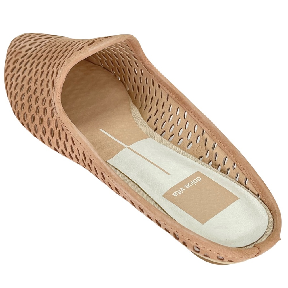 Dolce Vita Grant Tan Perforated Nubuck Leather Womens Flat Mules Size 6M - Picture 11 of 15